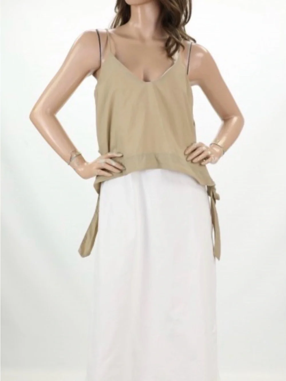 Light Tan Cami & White Midi Dress - Picture 2 of 7